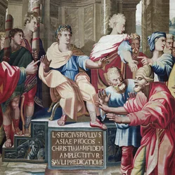 Tapestry Depicting the Acts of the Apostles, the Blinding of Elymas (detail)